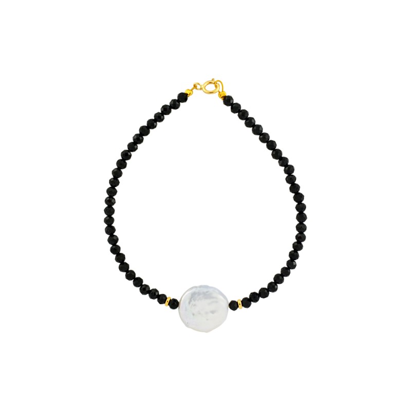 Βραχιόλι με spinel, μαργαριτάρι και χρυσά στοιχεία Κ14 - 122475S