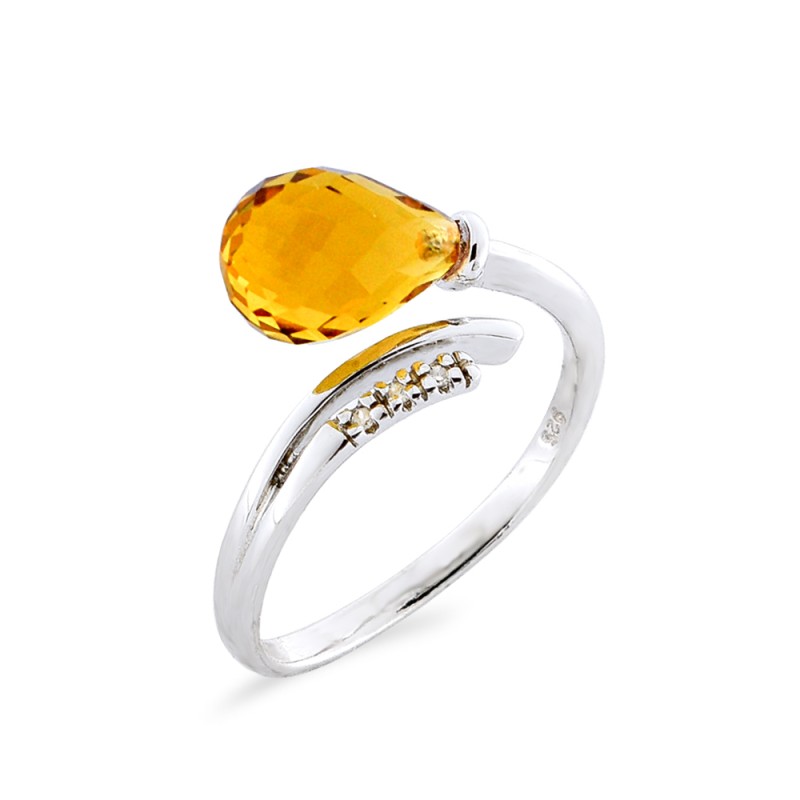 Δαχτυλίδι με Citrine και διαμάντια σε ασήμι 925 - 117753R