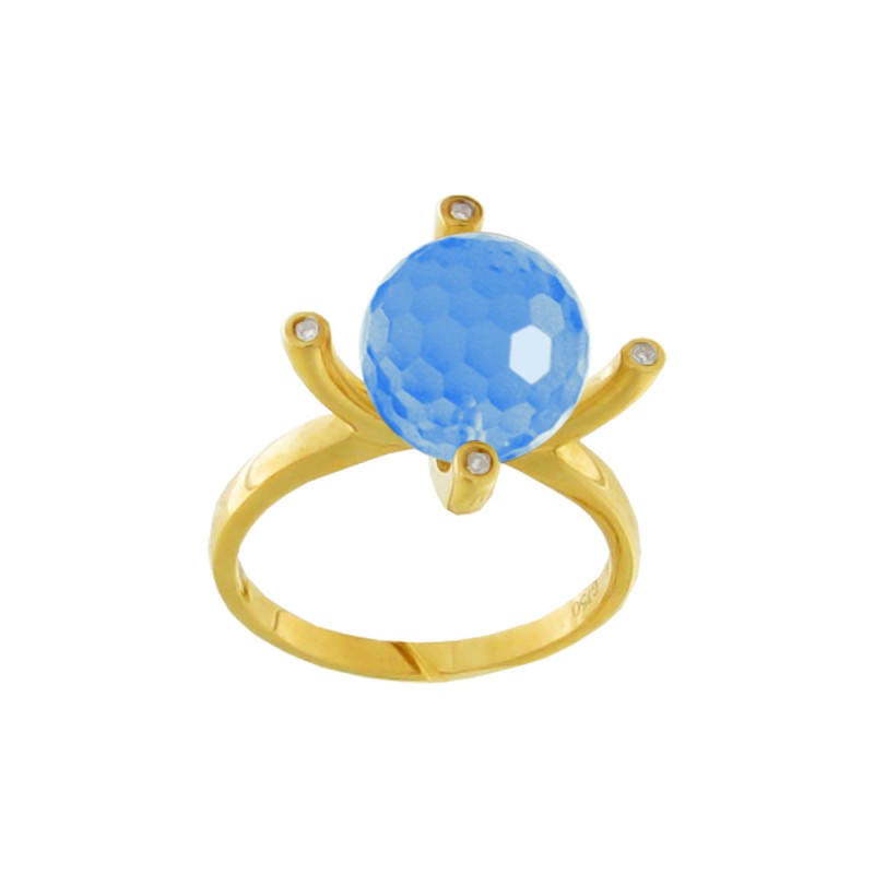 Δαχτυλίδι με Blue Topaz και διαμάντια σε χρυσό Κ18 - 314861