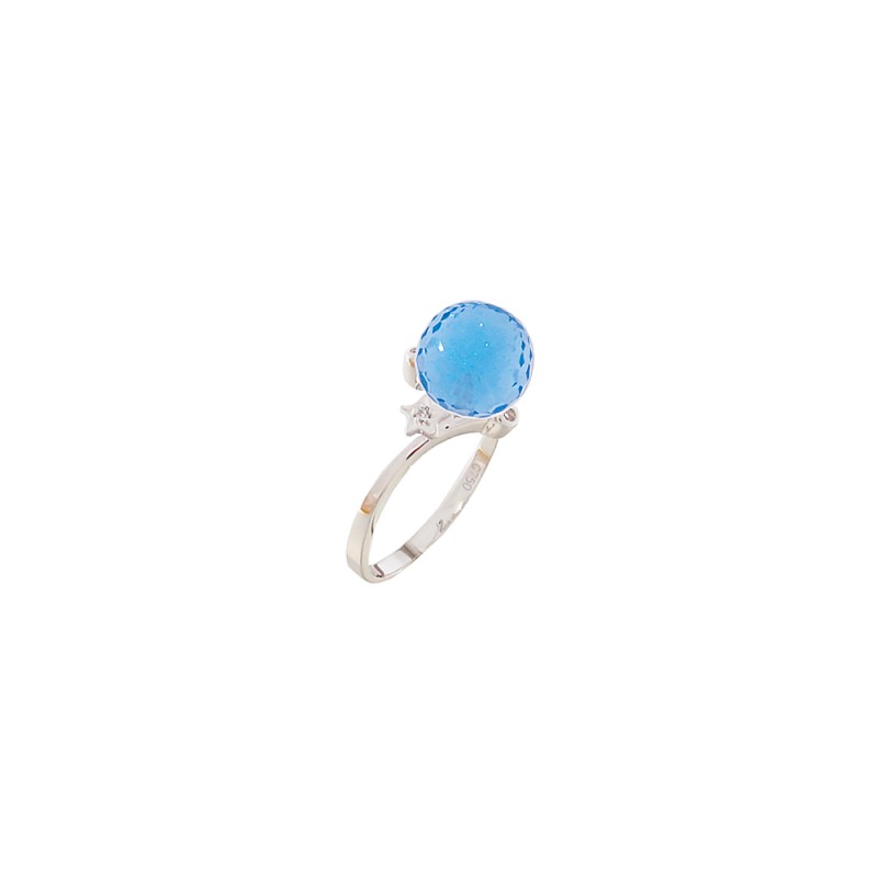 Δαχτυλίδι Κ18 λευκόχρυσο με Blue Topaz και διαμάντια - 319263