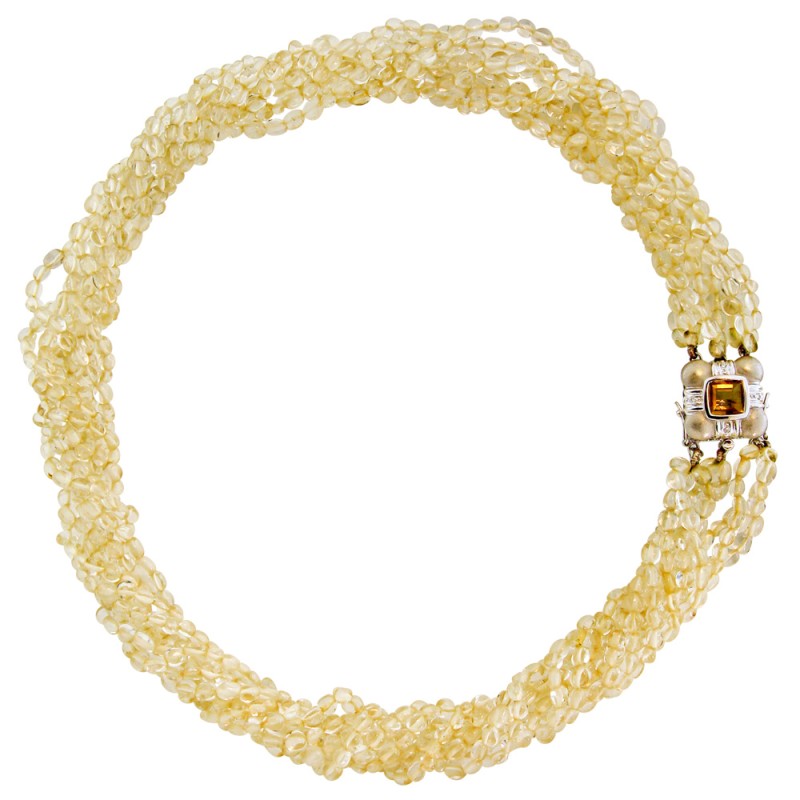 Κολιέ με Citrine και λευκόχρυσο κούμπωμα K14 - 100280
