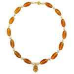Κολιέ με Citrine και χρυσό μενταγιόν K14 - 116001