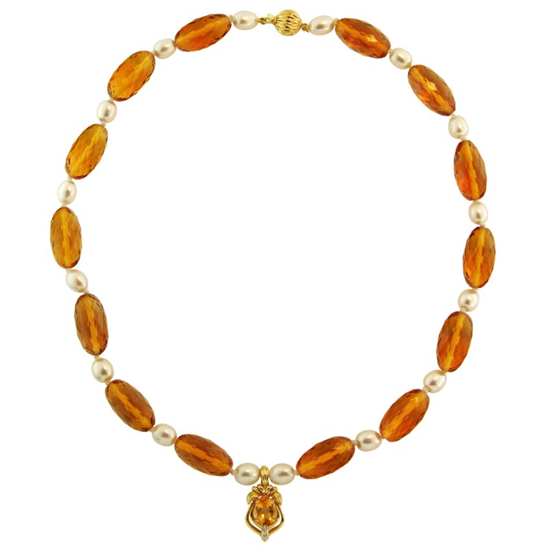 Κολιέ με Citrine και χρυσό μενταγιόν K14 - 116001