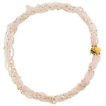 Κολιέ με Pink Quartz, μαργαριτάρια και χρυσά στοιχεία - 116274