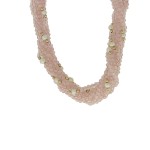 Κολιέ 18Κ Χρυσό 2.5-3mm Pink Quartz 9 STR και Διαμάντι-M116344