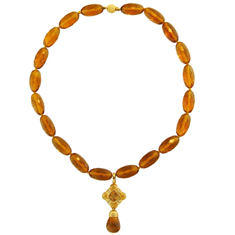 Κολιέ με Citrine και χρυσό μενταγιόν 14K - 117722