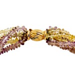 Κολιέ με αμέθυστο, citrine και χρυσό κούμπωμα Κ14 - 117817
