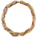 Κολιέ με αμέθυστο, citrine και χρυσό κούμπωμα Κ14 - 117817
