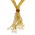Κολιέ με Citrine, μαργαριτάρια και χρυσά στοιχεία K18 - 117864
