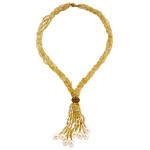 Κολιέ με Citrine, μαργαριτάρια και χρυσά στοιχεία K18 - 117864