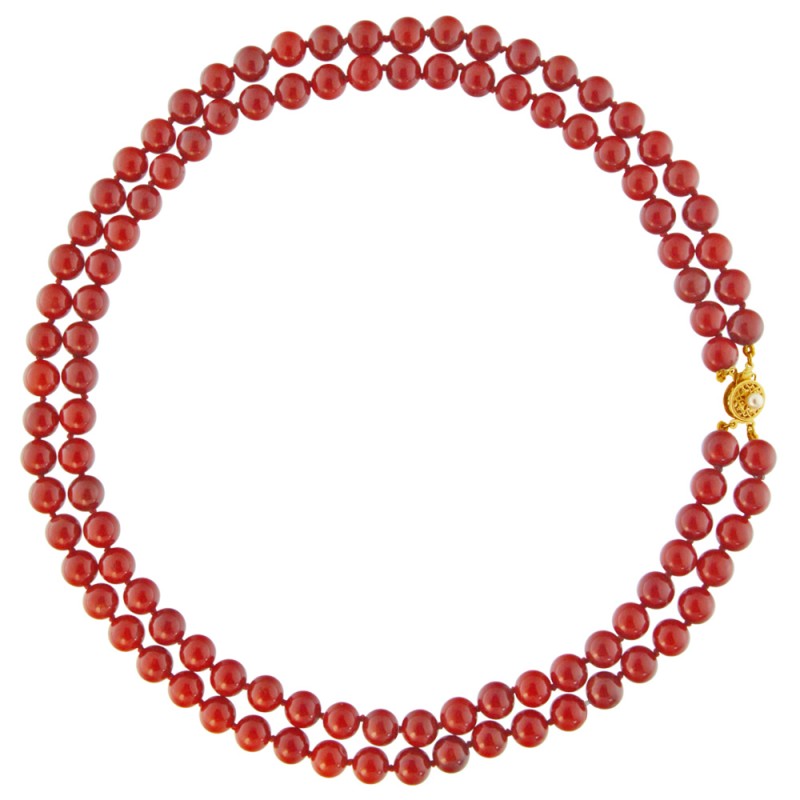 Κολιέ με κοράλλι και χρυσό κούμπωμα 14K - 121673