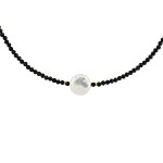 Κολιέ με spinel, μαργαριτάρι και χρυσά στοιχεία Κ14 - 122474S