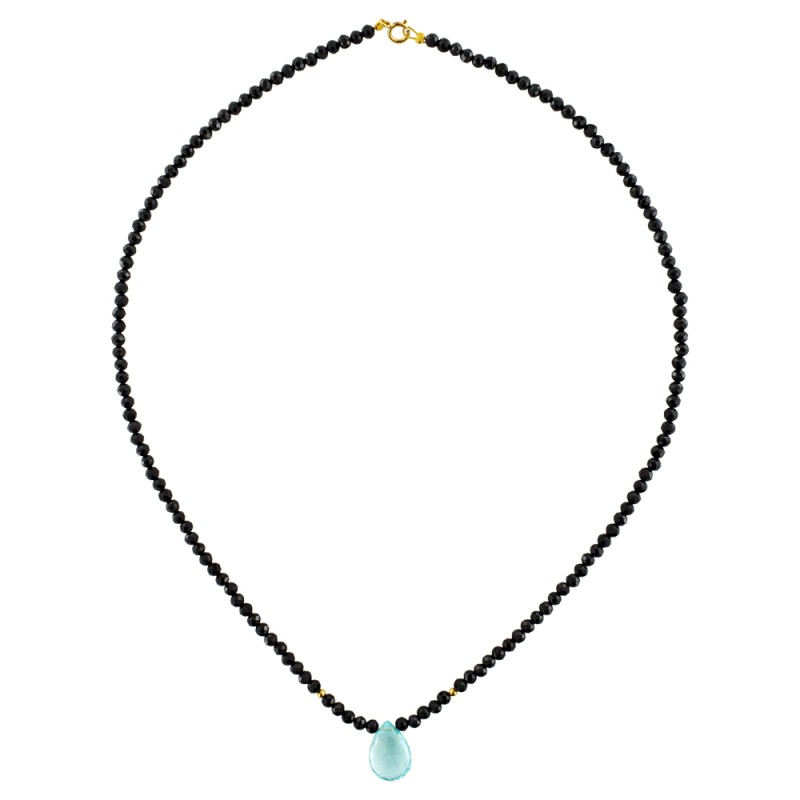 Κολιέ με Spinel, Aquamarine και χρυσά στοιχεία Κ14 - 122494