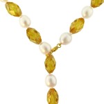 Κολιέ με citrine, μαργαριτάρια και χρυσό κούμπωμα 18K - 319296C