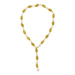 Κολιέ με citrine, μαργαριτάρια και χρυσό κούμπωμα 18K - 319296C