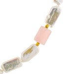 Κολιέ με λευκά μαργαριτάρια, pink quartz και χρυσά στοιχεία Κ18 - 122728
