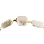 Κολιέ με λευκά μαργαριτάρια, pink quartz και χρυσά στοιχεία Κ18 - 122728