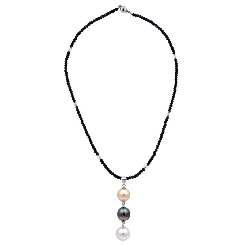 Κολιέ με spinel, μαργαριτάρια South Sea Australia και λευκόχρυσο Κ18 - 319698