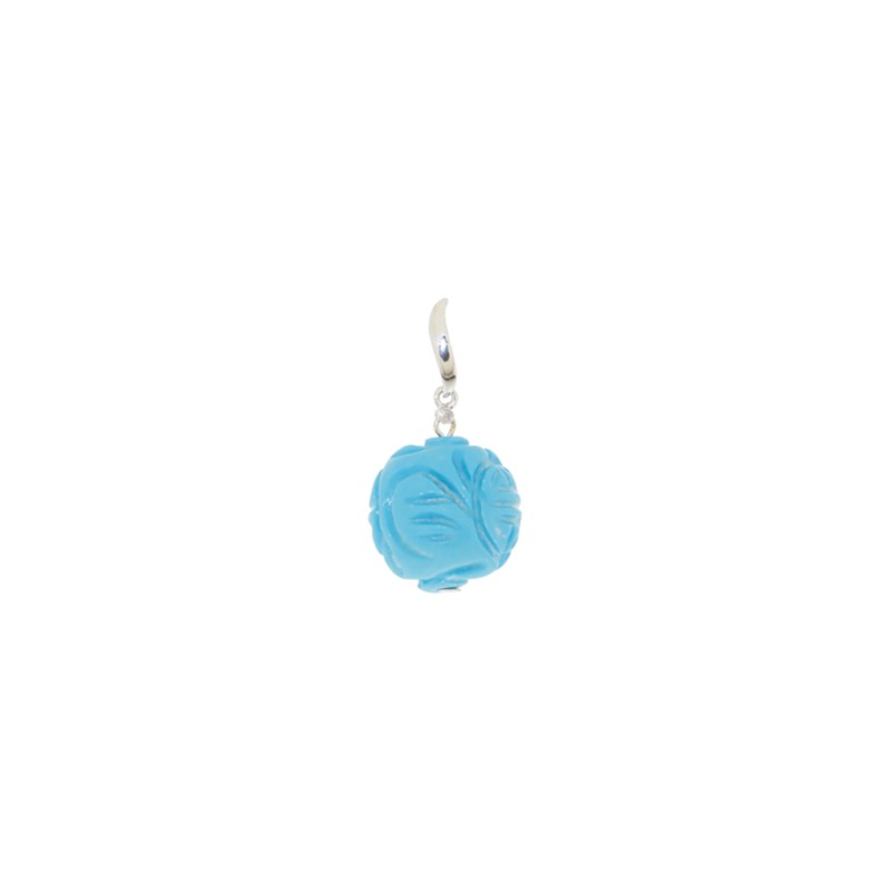 Μενταγιόν-Μ317636Τ-Κ18 Χρυσό 8mm Turquoise Engraved και Διαμάντια