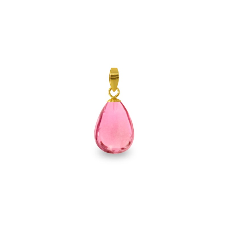 Χρυσό μενταγιόν K18 με Pink Quartz - 120171PQ