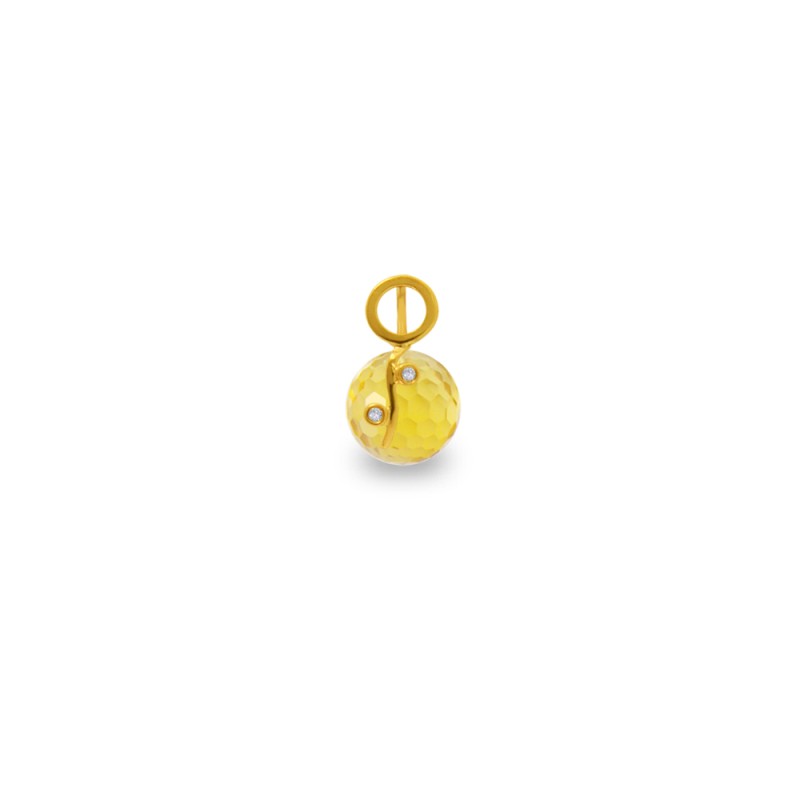 Χρυσό μενταγιόν με Lemon Quartz και διαμάντια - 318447LQ
