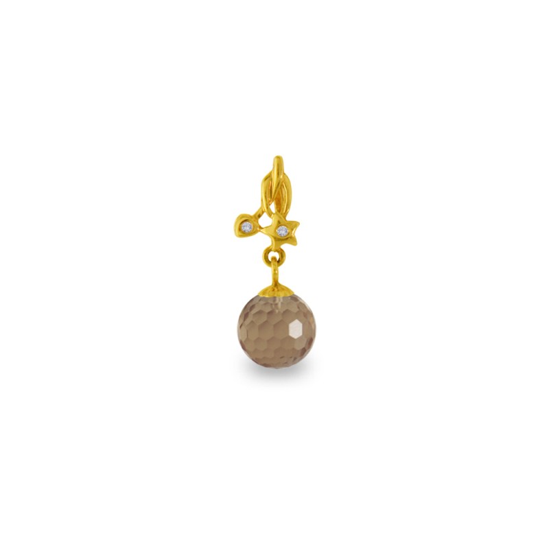 Χρυσό μενταγιόν με Smoked Quartz και διαμάντια - 318449SQ
