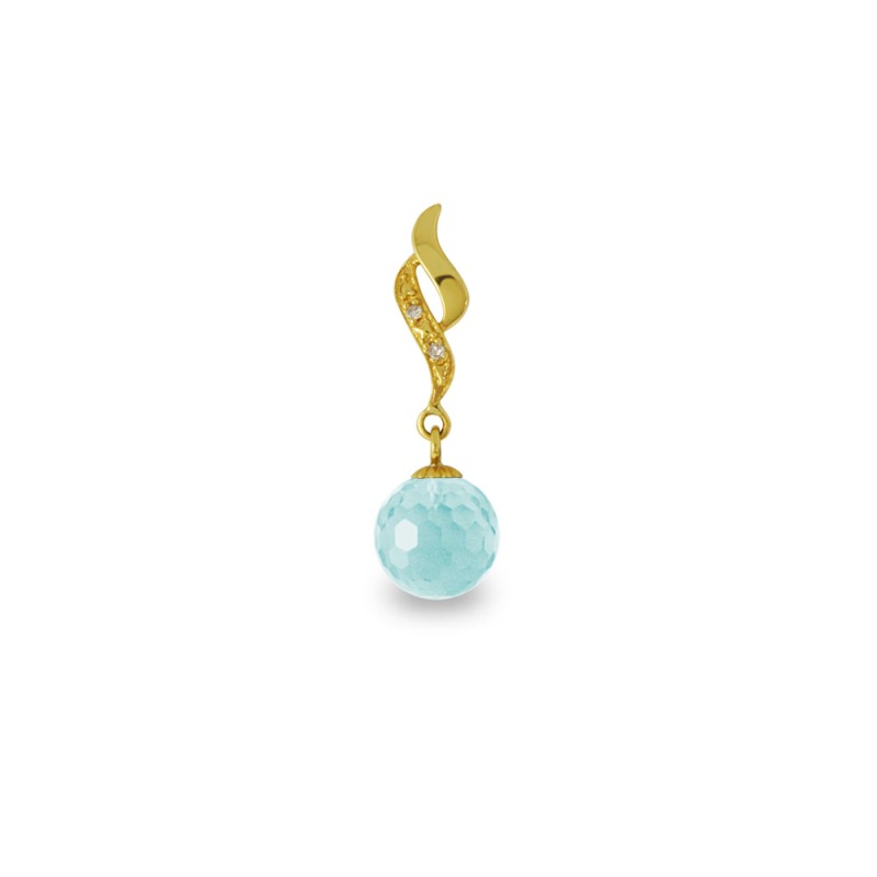 Χρυσό μενταγιόν με Aquamarine και διαμάντια - 318453AQ