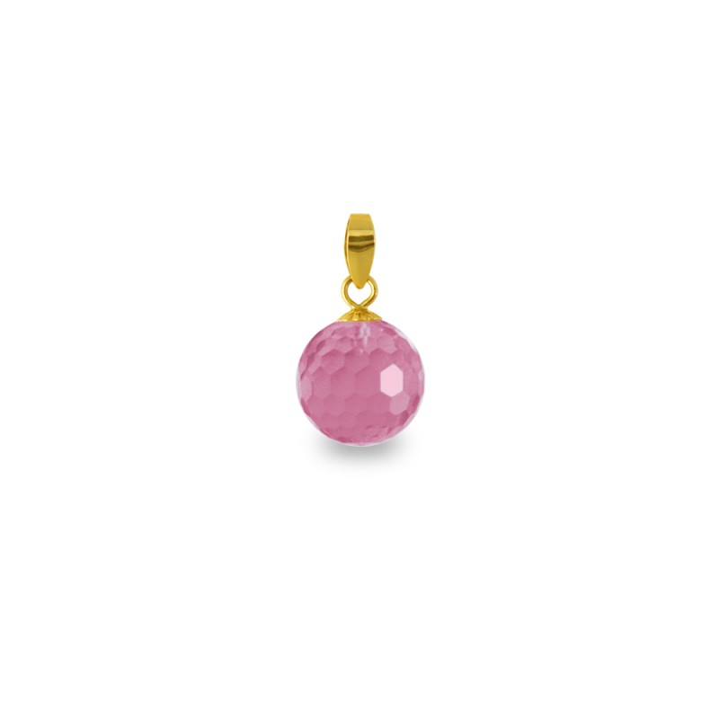 Χρυσό μενταγιόν με Pink Quartz - 318456PQ