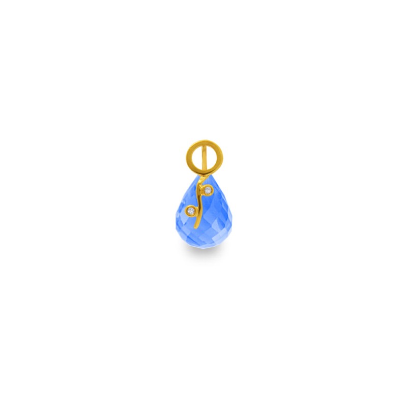 Χρυσό μενταγιόν με Blue Topaz και διαμάντια - 318469BT