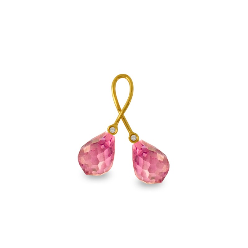 Χρυσό μενταγιόν με Pink Quartz και διαμάντια - 318470PQ