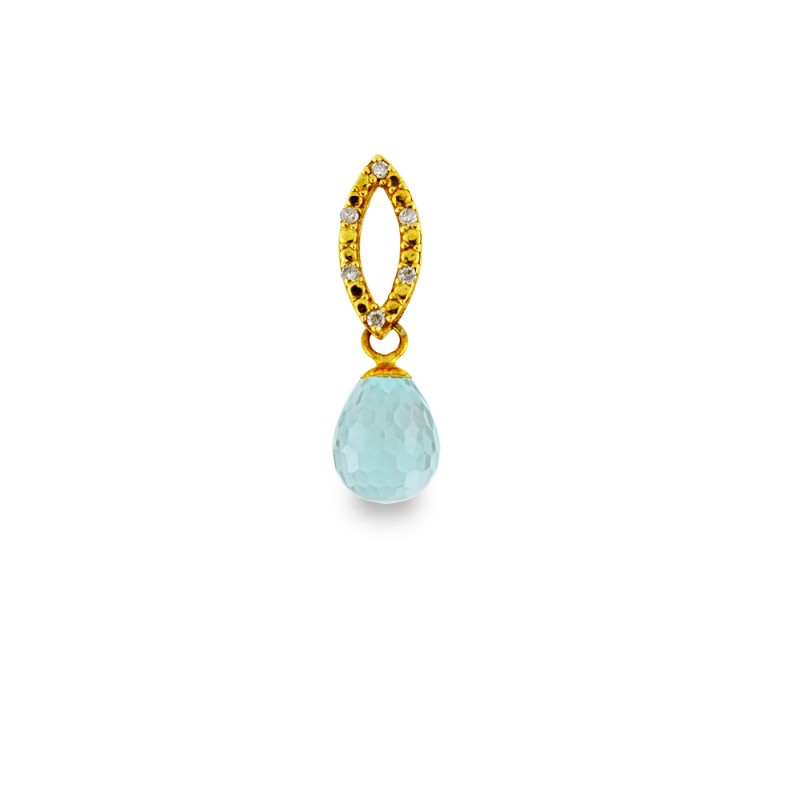 Μενταγιόν Χρυσό K18 7-10mm Aquamarine και Διαμάντια-M318477