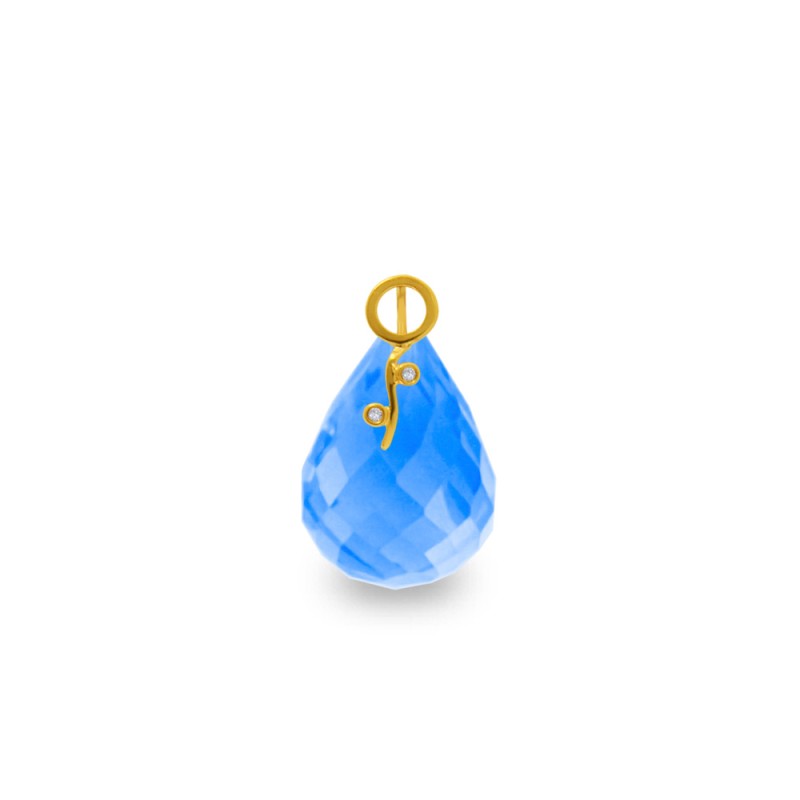 Χρυσό μενταγιόν με Blue Topaz και διαμάντια - 318493BT