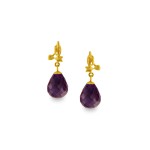 Χρυσά σκουλαρίκια με Amethyst - 318658A