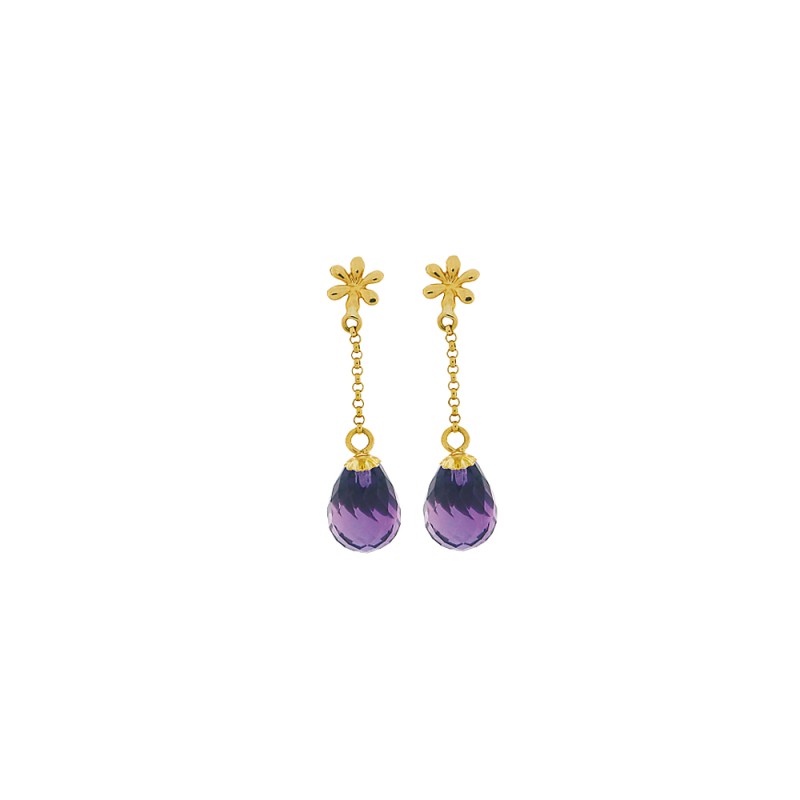 Σκουλαρίκι Κ14 Χρυσό με Amethyst - 318660AM